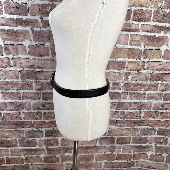 SWANK Black Leather Gold Buckle Full Grain Cowhide Lined Fashion Belt 32/80 - Picture 15 of 15